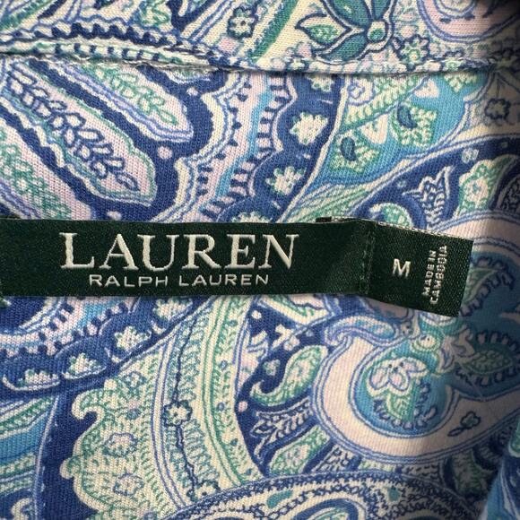 Lauren Ralph Lauren Sleepshirt Womens M Blue Knit Embroidered Button Sleepwear M - Picture 9 of 16